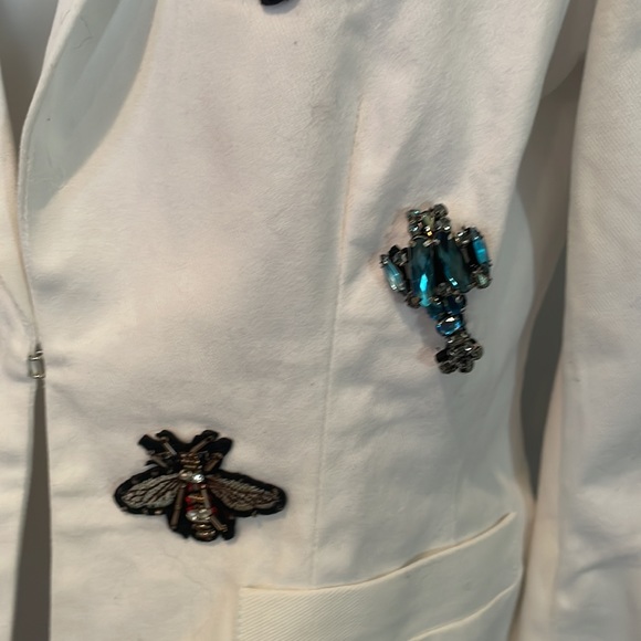 Boston Proper White Embroidered Embellished Blazer size 8 - Picture 5 of 10